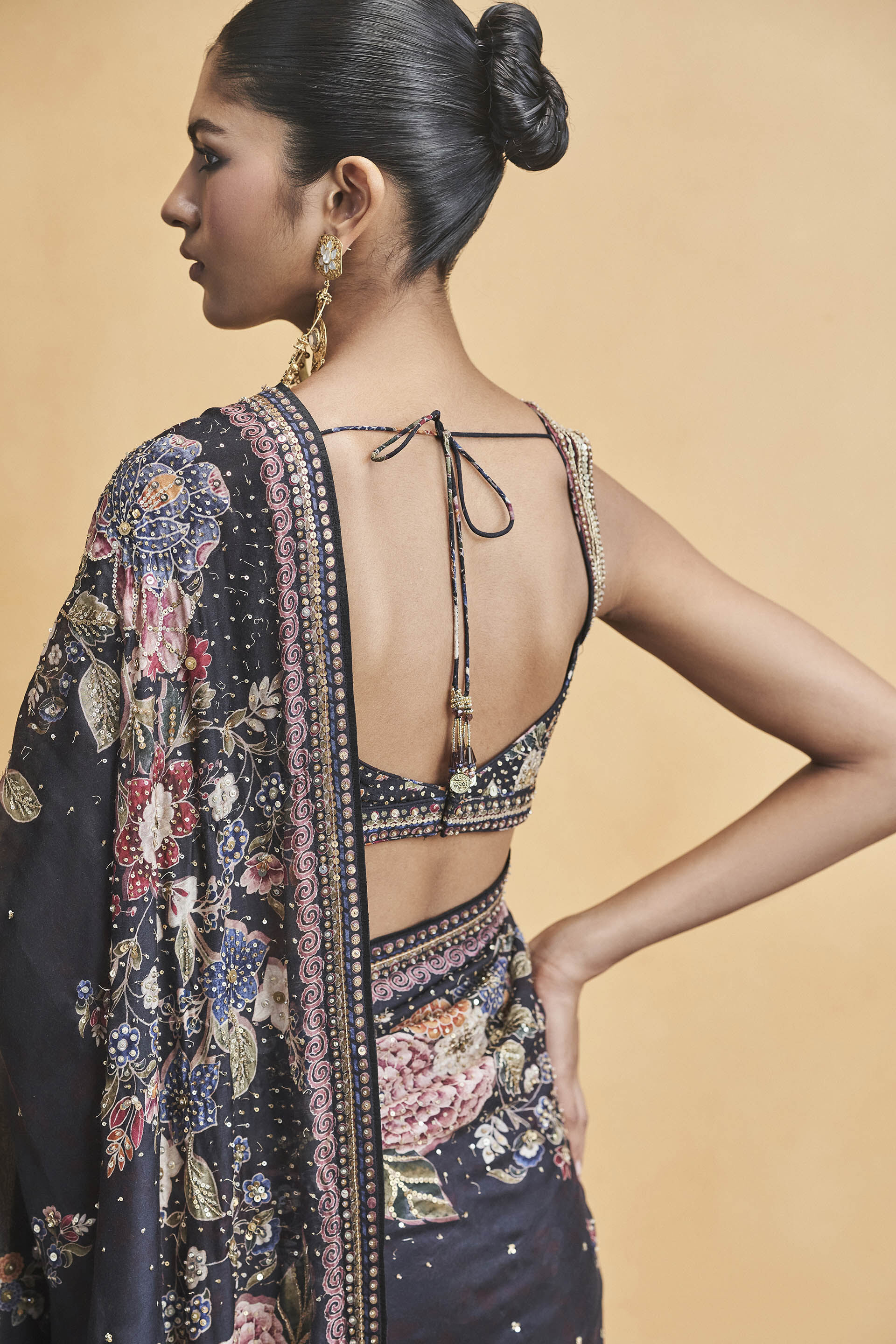 Whisper Of The Wildforest Saree Set - Black, Black, image 5